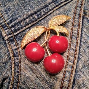 Joan Rivers Cherry Brooch